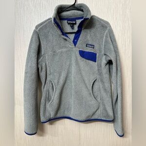 Women's PATAGONIA Gray & Blue POLARTEC Plush THERMAL Pro FLEECE Pullover JACKET